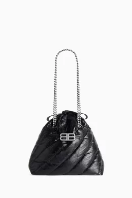 Buy Balenciaga Black Small Crush Tote Bag in Leather for Women in