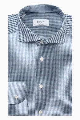 Buy Eton Blue Houndstooth Four Way Stretch Shirt for Men in UAE Ounass