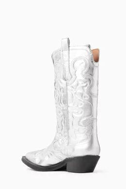 Ganni silver boots online