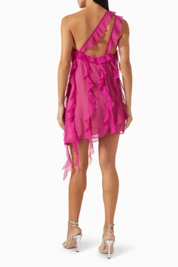 Buy Elliatt Purple Zoe Ruffle Mini Dress in chiffon for Women in