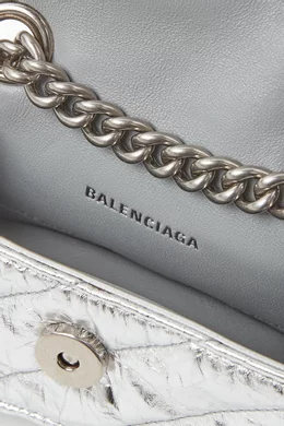 Buy Balenciaga Silver XS Crush Chain Shoulder Bag in Metallic Quilted Calfskin for Women in UAE Ounass