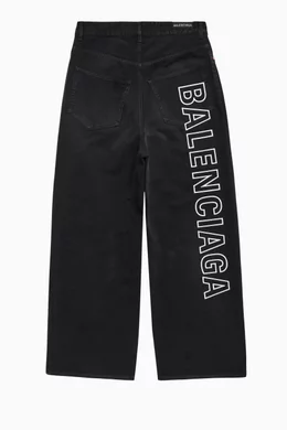 Buy Balenciaga Black Unisex Outline Logo Baggy Pants In Denim for UNISEX in UAE Ounass