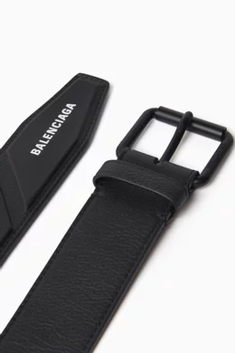 Buy Balenciaga Black Logo Belt in Leather for Men in UAE Ounass