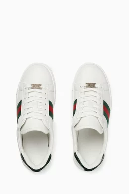 Buy Gucci White Ace Web Sneakers in Leather for Women in UAE Ounass