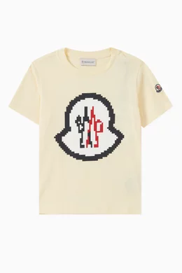 Buy Moncler Enfant Yellow Graphic Logo T shirt in Cotton Jersey for