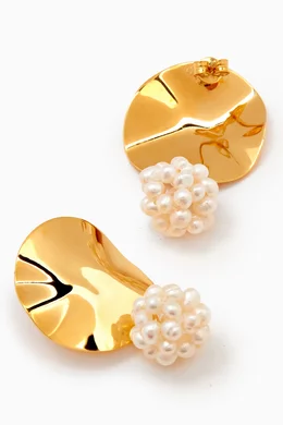 Pearl earrings hot sale stud gold