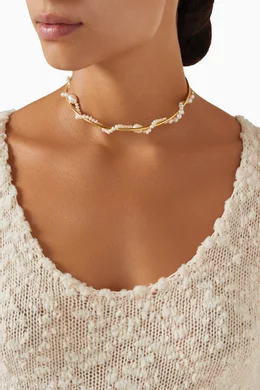 Buy Bonvo White Swirl Pearl Collar Necklace in 18kt Gold plated Silver for Women in UAE Ounass