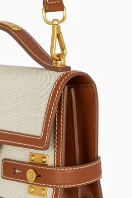 Buy Balmain Brown B Buzz 24 Shoulder Bag in Canvas Leather for