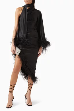 Ostrich feather on sale trim dress