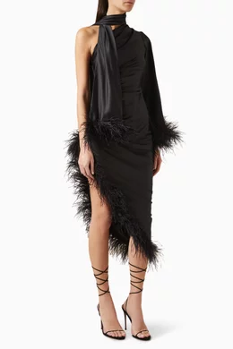 Patbo Feather Trim Oscar Dress Black / 2