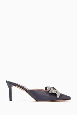 Buy Sarah Jessica Parker Grey Paley 70 Crystal Bow Mules in Satin