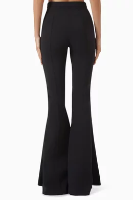 Buy Elisabetta Franchi Black Charm Bell Bottom Pants in Stretch