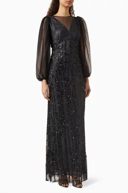 Sequin long hot sale sleeve dress