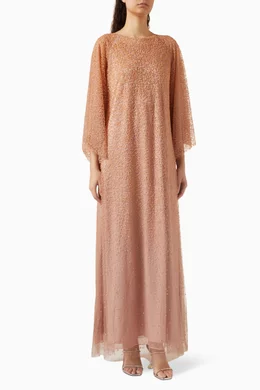 Beaded maxi shop dress long sleeve