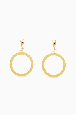 Buy SAINT LAURENT Gold Cassandre Hoop Earrings in Metal for Women