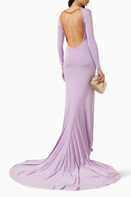 Backless long sleeve dress hot sale