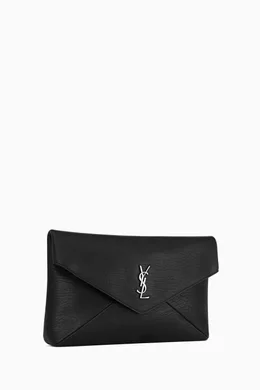 Saint laurent uptown leather envelope pouch best sale