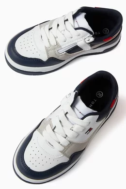 Buy Tommy Hilfiger Blue Logo Low Cut Sneakers in Faux Leather for