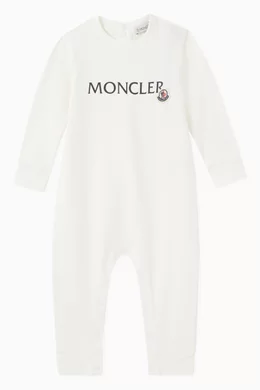 Buy Moncler Enfant Neutral Logo print Romper in Cotton Fleece for UNISEX in UAE Ounass