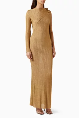 Buy Rabanne Gold Sequinned One Sleeve Maxi Dress for Women in UAE Ounass