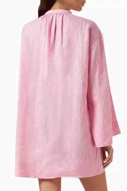 Buy BONDI BORN Pink Leiden Tunic Mini Dress in Organic Linen for