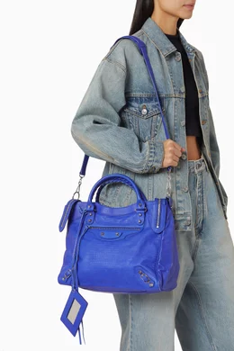 Buy Balenciaga Pre Loved Blue Velo Motorcycle City Bag in Lambskin
