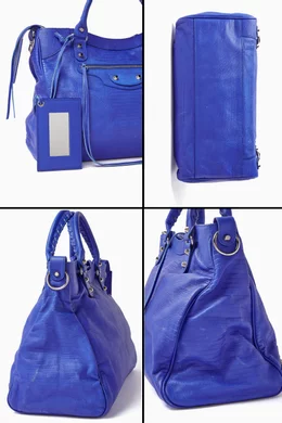 Buy Balenciaga Pre Loved Blue Velo Motorcycle City Bag in Lambskin