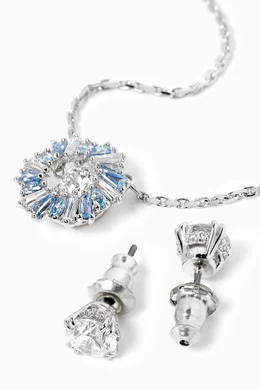 Buy Swarovski Blue Idyllia Crystal Necklace Stud Earrings Set in Rhodium plated Metal for Women in UAE Ounass