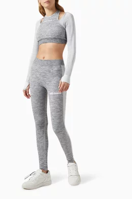Mid-rise mélange leggings in grey - Palm Angels