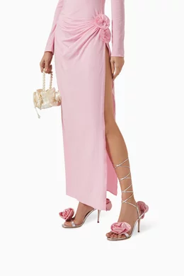 Buy Magda Butrym Pink 3D Flowers 85 Strappy Sandals in Metallic