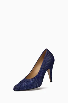 Buy Maison Margiela Blue Tabi 110 Pumps in Rhinestones for Women