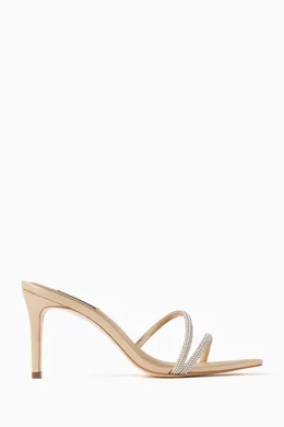 Buy NASS Gold Deva 80 Crystal embellished Sandals in Satin for