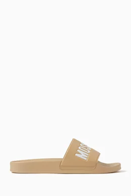 Buy Moschino Neutral Logo Slides in PVC for Men in UAE Ounass