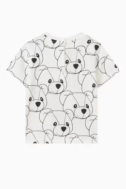 Buy Fendi White Allover Teddy Bear Print T shirt in Cotton for