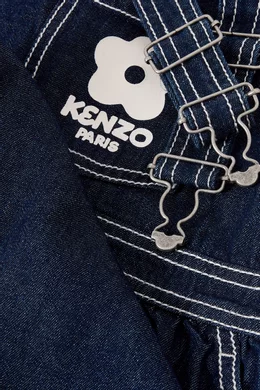 Buy KENZO KIDS Blue Sailor Boke Flower Dungaree Dress in Denim for Girls in UAE Ounass