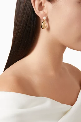 Buy Shashi White Pearl Stud Earrings in 14kt Gold plated Brass for