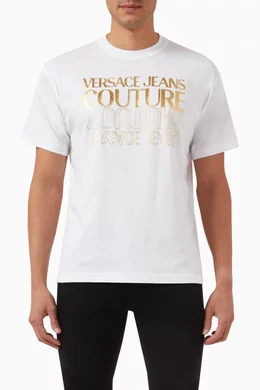 Buy Versace Jeans Couture Brown Upside Down Logo T shirt in Cotton for Men in UAE Ounass