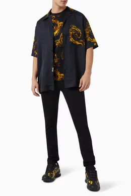 Buy Versace Jeans Couture Black Baroque Motif T Shirt in Cotton for Men in UAE Ounass