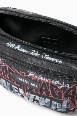 Buy Balenciaga Black DIY All over Metal Logo Belt Bag in Nylon for