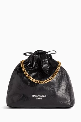 Buy Balenciaga Black XS Crush Tote Bag in Calfskin Leather for Women in UAE Ounass