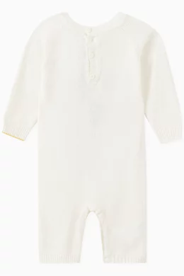 Buy Gensami White Alpaca Romper in Silk cotton for Baby Girls in UAE Ounass