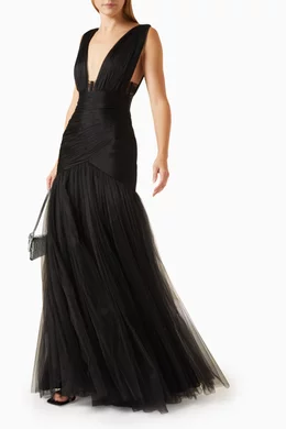 Black Tulle Maxi Dress