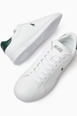 Buy Polo Ralph Lauren White Heritage Court II Sneakers in Leather