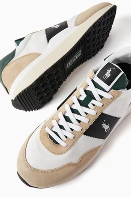 Buy Polo Ralph Lauren Neutral Train 89 Sneakers in Mixed Fabric