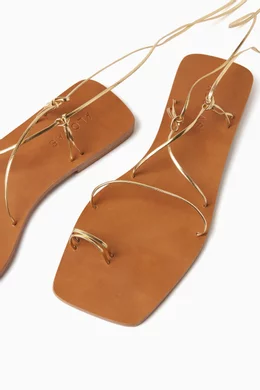 Buy ALOHAS Gold Bamboo Flat Sandals in Metallic Leather for Women in UAE Ounass