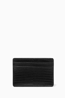 Buy Michael Kors Black Jet Set Card Holder in Lizard embossed Leather for Women in UAE Ounass