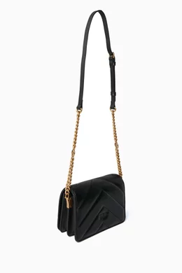 Buy PINKO Black Mini Love Click Crossbody Bag in Quilted Leather