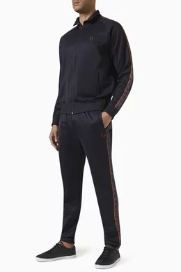 Buy Fred Perry Black Contrast Taped Track Pants in Tricot for Men