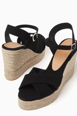 Black canvas deals espadrille wedges