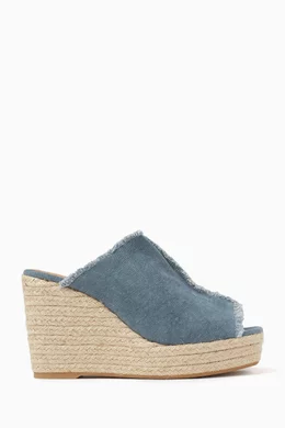 Buy Casta er Blue Fatima 80 Espadrille Wedges in Canvas for